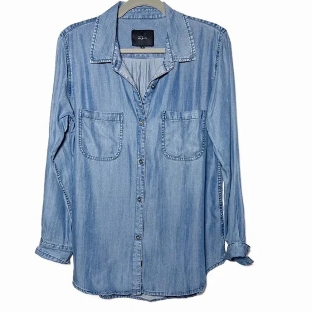 Rails Classic Blue Denim Button Down Carter Shirt w/ two Breast pockets Small - Picture 3 of 5